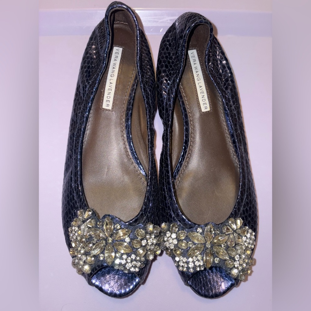 Vera Wang Lavender Embellished Ballet Flats